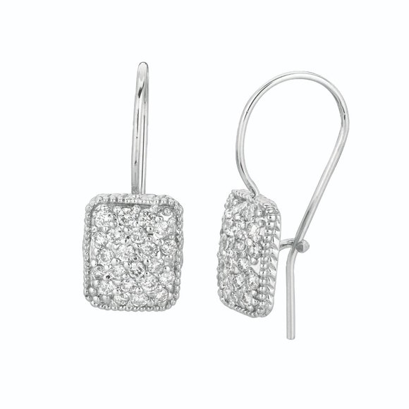 0.62 CT Diamond Rectangular Earrings 14K White
